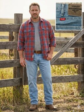 Wrangler Regular Fit 38 x 30 Men's Blue Jeans Retro Actual 38 x 30